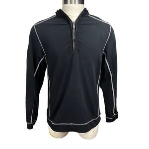 Tommy Bahama Jeans Men Black Inside Out 1/4 Zip Tech Jacket Sz M Jersey Knit